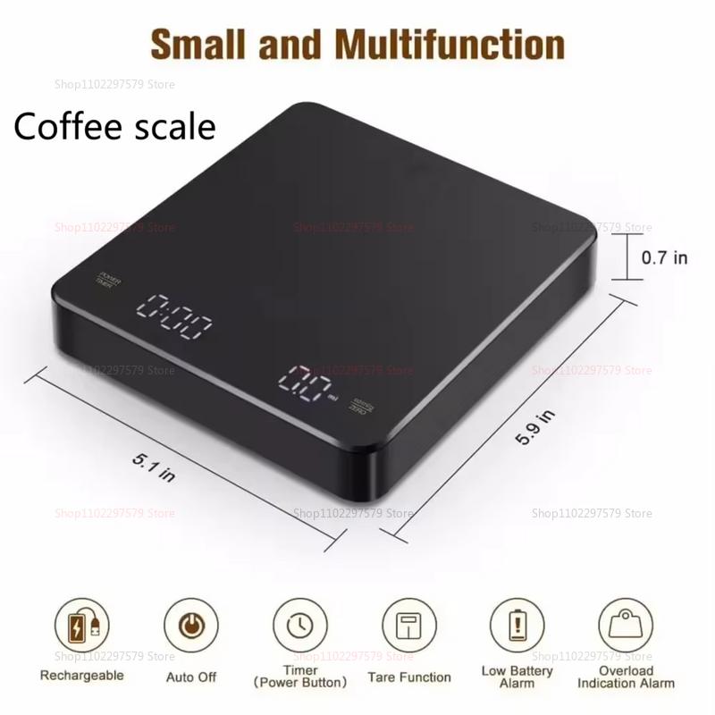 Digital Coffee Scale 0.1g To 3kg with Timer LED Screen USB High Precision Kitchen Scale for Espresso Baking Weighing In Oz G ML