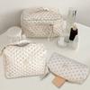 Women Make Up Organizer Pouch with Zipper Quilted Cosmetic Pouch Floral Printed Large Capacity Female Girls Storage Bag Set