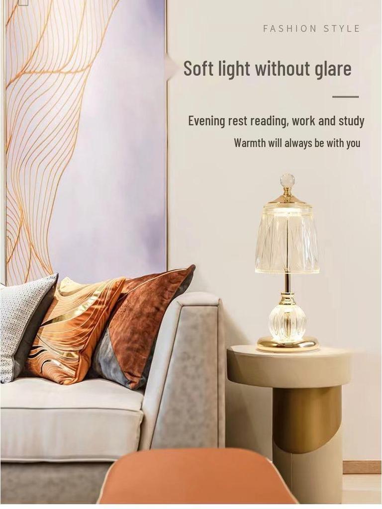 Luxury Crystal Touch Table Lamp for Bedroom - High-End Bedside Atmosphere Light