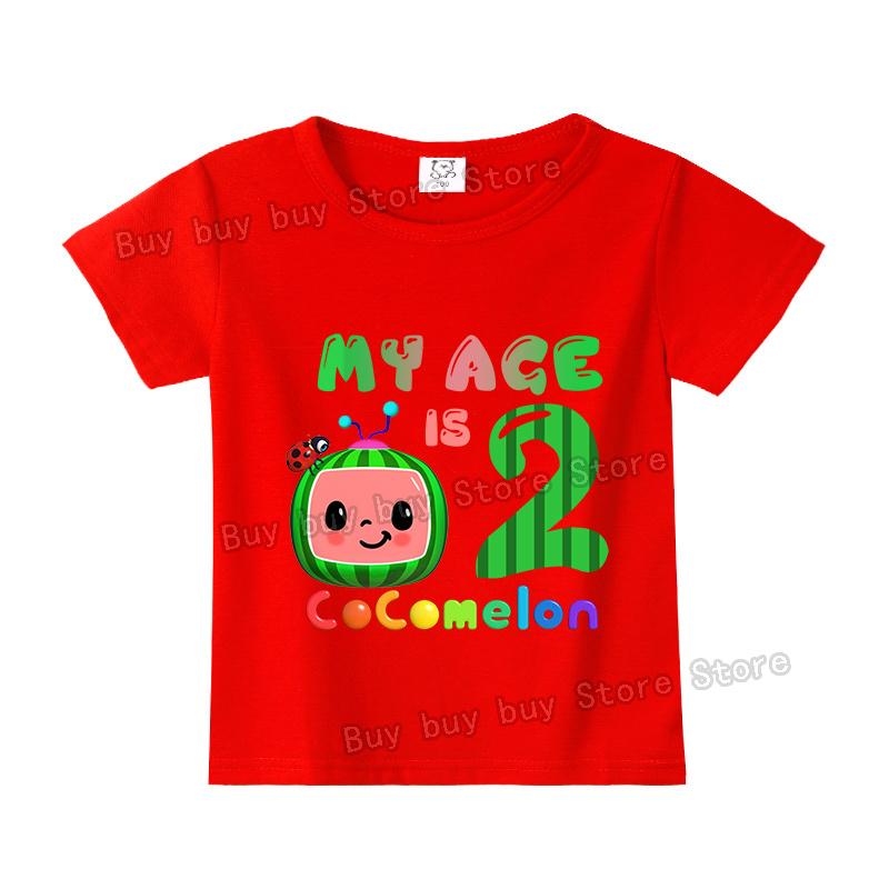 Cocomelons Kids Short Sleeve T-shirt Number 1-9 Cartoon Birthday Children Clothing Summer Sportswear Tshirt Boys Colorful Tee