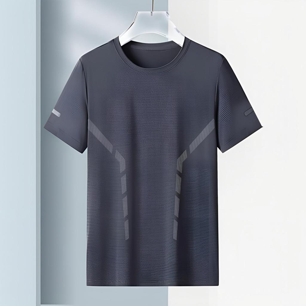 Zomer Heren T-shirt IJs Zijde Ronde Hals Losse Pure Kleur Korte Mouwen Trui Casual Dagelijkse Draagkleding Sport Fitness Top