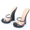 Fashion 18CM High Wedges Sandals,Peep Toe Women's High Heels Summer Shoes,Man Cosplay Platform Slippers,PVC vamp,Black,Red,Custom Colors