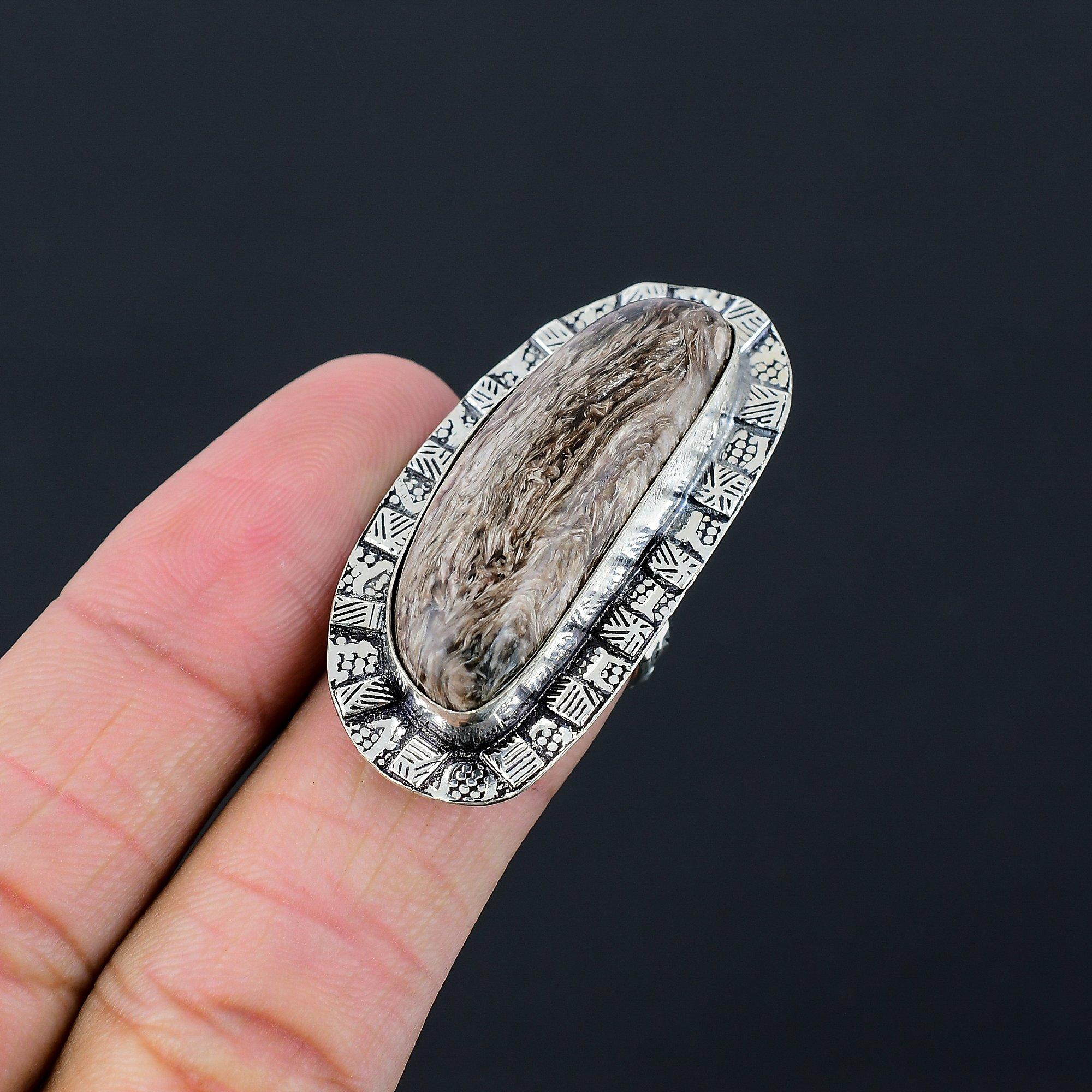 Natural Charoite Gemstone Promise Purple Ring Size 6.5 925 Sterling Silver 6.5