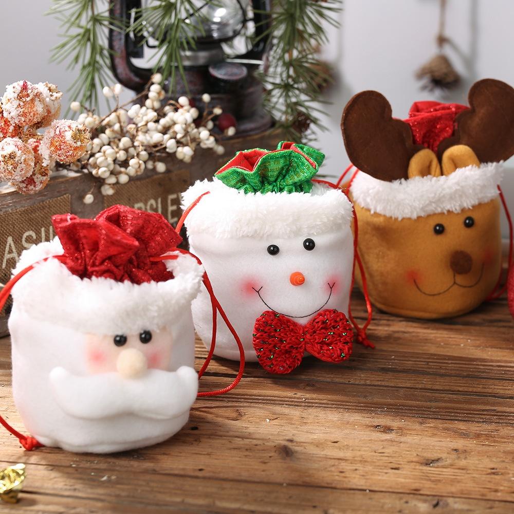 Portable Christmas Kids Candy Bags Pouch Santa Snowmen Xmas Bag Children Bag Drawstring Apple Bags Decorations Suitable for Gift