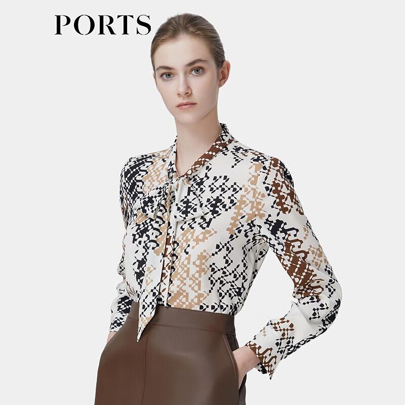 Ports Women's 2023 Fall/Winter "Floating Light Silhouettes" Print Tie-Neck Blouse