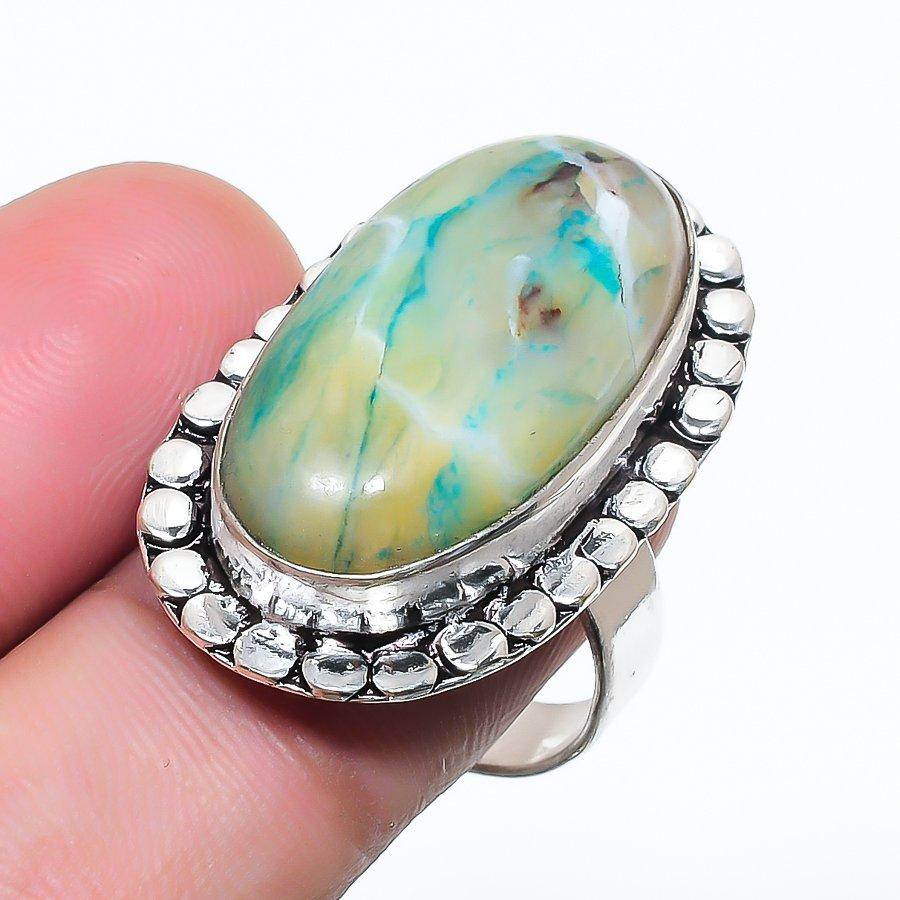 Natural Chrysocolla Gemstone 925 Sterling Silver Jewelry Ring Size 7 AR-17120