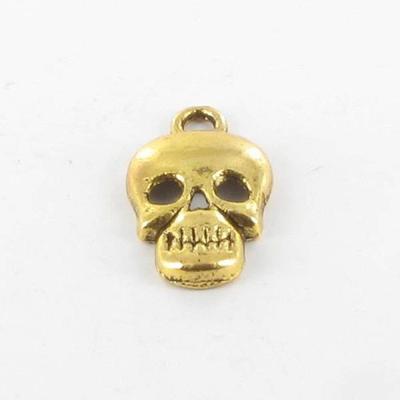 MégaCréa - Skull Metal Charm 16mm Gold (10 Pieces)