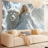 VIKAMA Fantasy Angel Lion Tapestry Which Has Added A Luxurious Mythical Vibe Ideal For Home Decor And Gallery Wall Accents