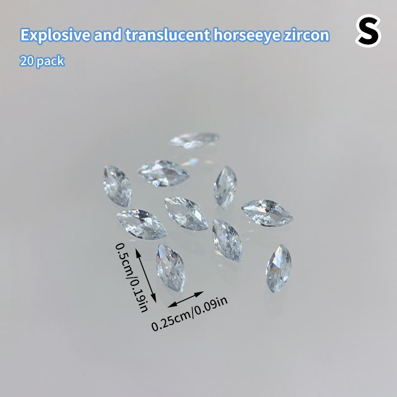 20Pcs Zircon Nail Diamond Flashy Decoration Loading Stereoscopic Nail Accessories Nail Painting Nail Salon Nail Artists