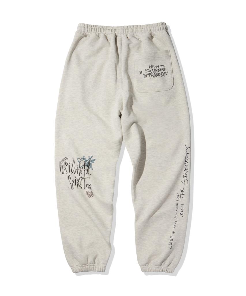 1993STUDIO Drawing Graphic Sweatpants_Oat Beige