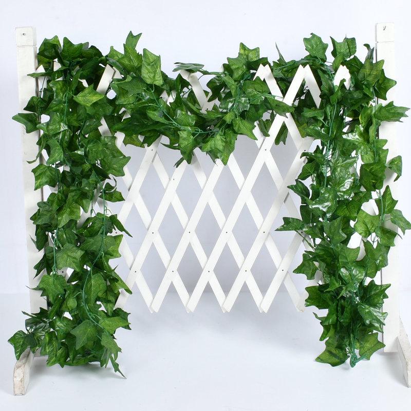 Artificial Rattan Vine Ceiling Decor with Green Radish and Begonia Leaves