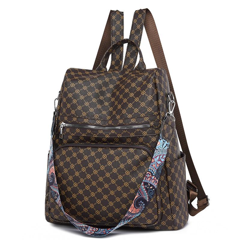 Damen-Reiserucksack, weicher Leder-Druck-Rucksack