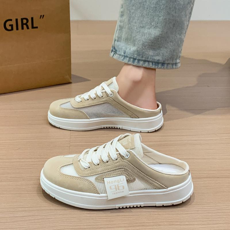 Fashion CRLAYDK Summer Women's Footbed Comfortable Slip On Mules Mesh Slippers Ladies Backless Slide Loafers Walking Casual Flats Shoes