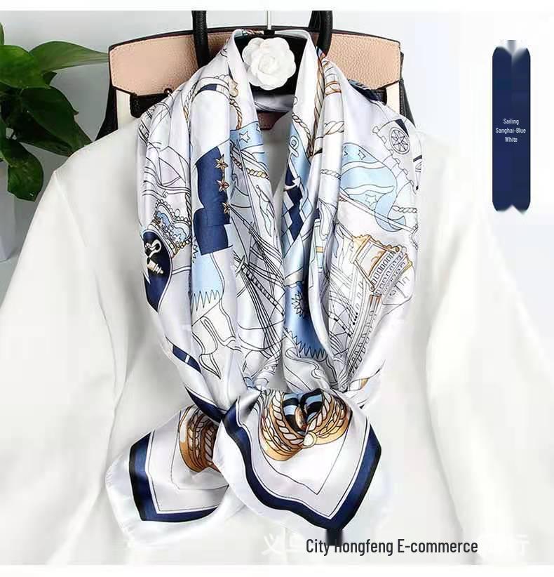 New Women's Silk Scarf – Thousand Miles of Rivers and Mountains Painting, Chinese Style Shawl, Perfect Gift for Mother's Day.
