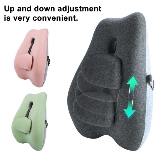 Chair Back Cushion Memory Foam Lumbar Support Cushion with Adjustable Slider Ergonomic Back Support for Office Workers Car Drivers Gamers