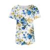 Women's Summer Fashion Casual Pleated Round Neck Print Short Sleeve T-Shirt Top