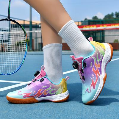 Fiberhome Children'S Badminton Shoes Youth Lightweight Breathable Shock Absorption Rotating Button Table Tennis Shoes