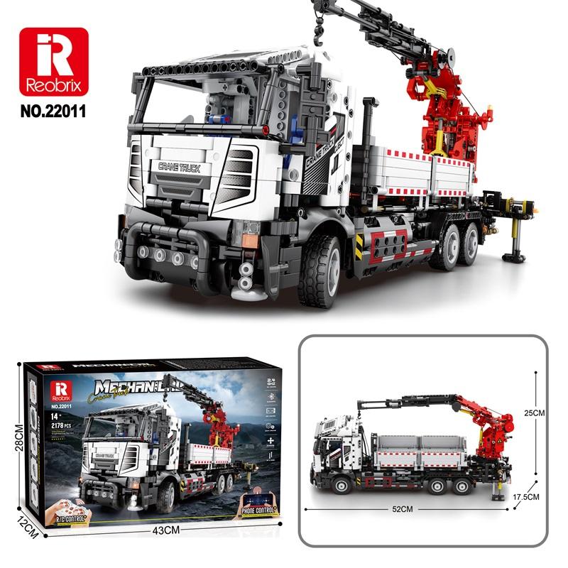 Non-Toxic 2178Pcs Multifunctional Crane Truck Building Blocks Remote Control Engineering Vehicle Rc Car Bricks Kids Toys Birthday Gifts