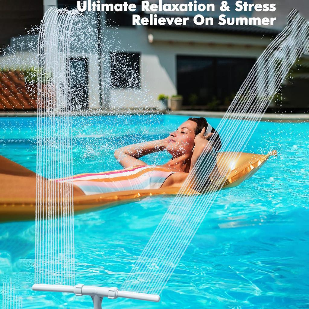 Pool Fountain For Aboves In-Ground Pools Adjustable Duals Spray Waterfall Sprinkler Cooler High-Pressure Pool Spray Fountain