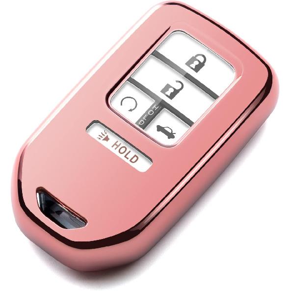 Compatible with Honda Key Fob Cover Pink TPU Car Key case Holder Key Chain Protector Compatible with Civic Accord Pilot Odyssey CR-V Clarity HR-V Model A key fob розовый