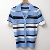 Shop   Women Collar Button Open Ribbed Short Sleeve Knit Cardigan Ivory Bong Wcd