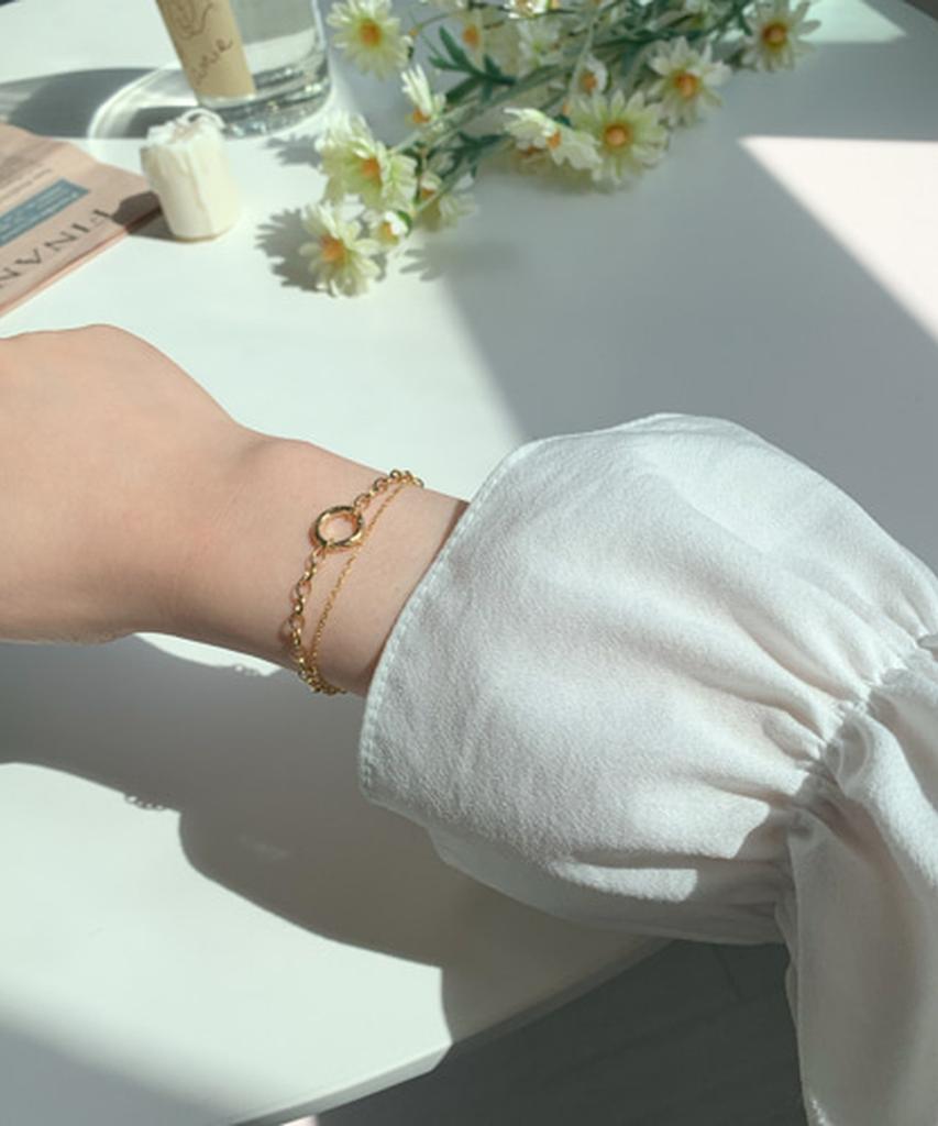 Alleun Silver 925 Donut Ethnic Layered Silver Bracelet