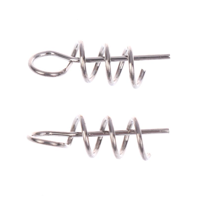 100Pcs Stainless Steel Spring Lock Pin Fishing Screw Crank Hook Spring Twist Lock Fishing Hook Connector For Soft Lure Tackle
