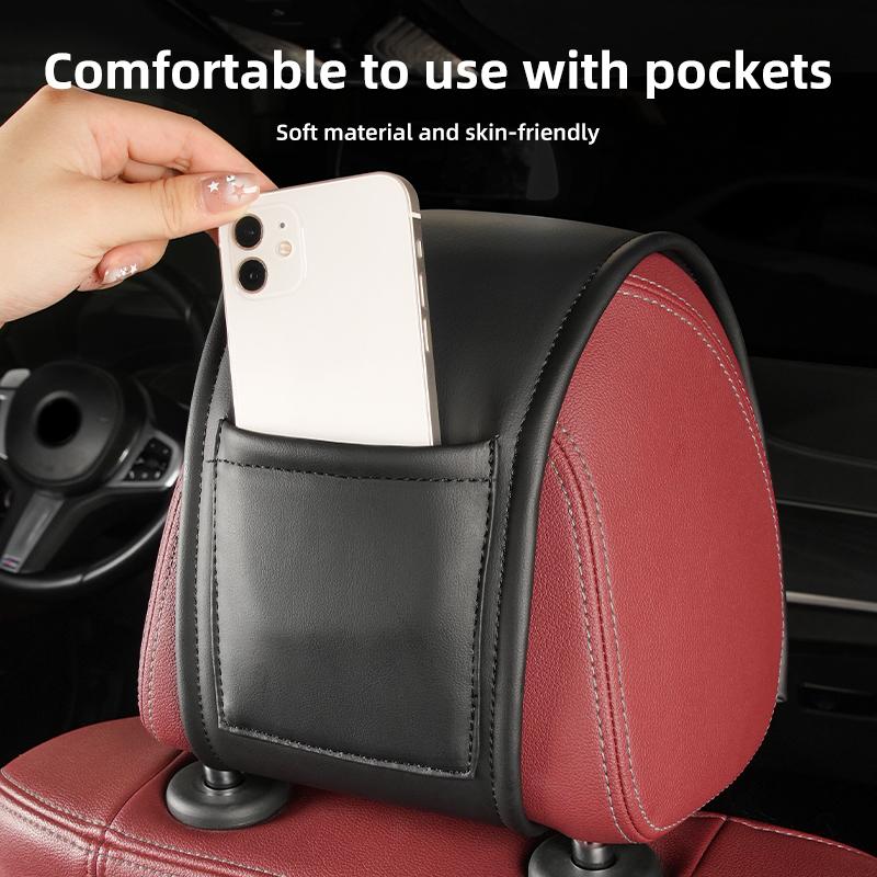 Car Seat Headrest Protector Cover Storage Neck Pillowcase For Toyota Yaris RAV4 CHR Corolla Prius Auris Land Cruiser Accessories