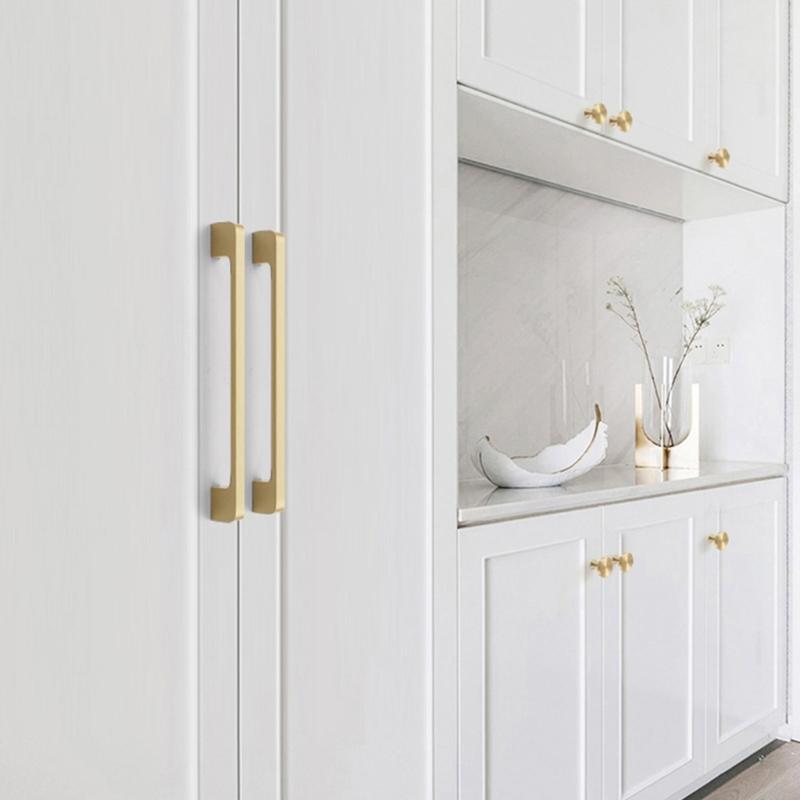 Brass Cabinet Drawer Handle Long Square Furniture Decorative Handle Cupboard Pulls Furniture Decoration Hardware