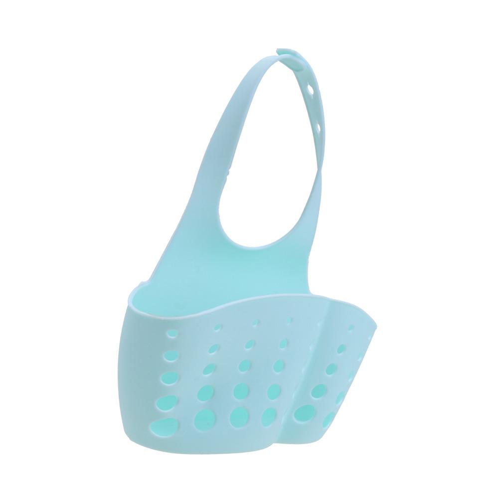 Housing Kitchen Shelves Rack Kitchen Sponge Holder Storage Basket(Blue)