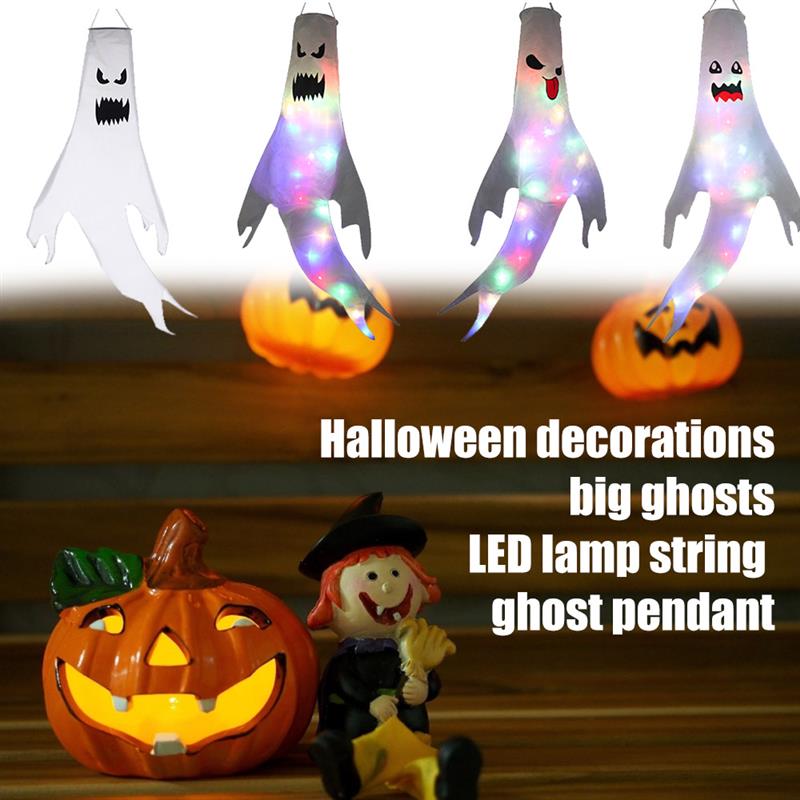 Halloween dekorace Spectre Větrné rukávy LED zářící závěsné Strašidelné hororové tématické party Domácí dekorace Venkovní potřeby