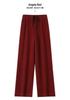 Women's 100% Wool Wide-Leg Knit Pants, Floor-Length, High-Waisted, Slimming, Casual Loose Fit for Autumn and Winter