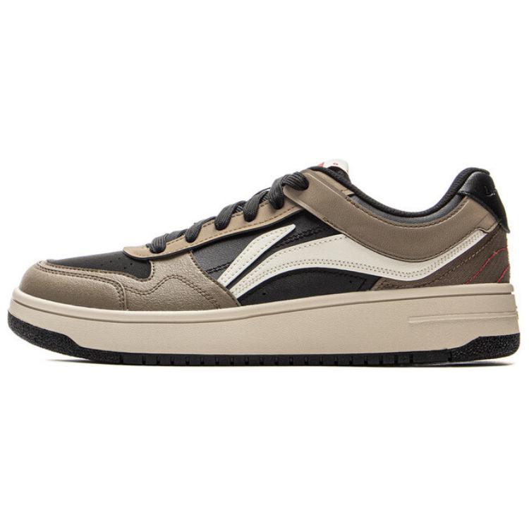 New LiNing Tianji Slip Resistant Cushioning Wear Resistant Lightweight Low Top Skateboard Shoes Men's Brown Black AGCV089-3