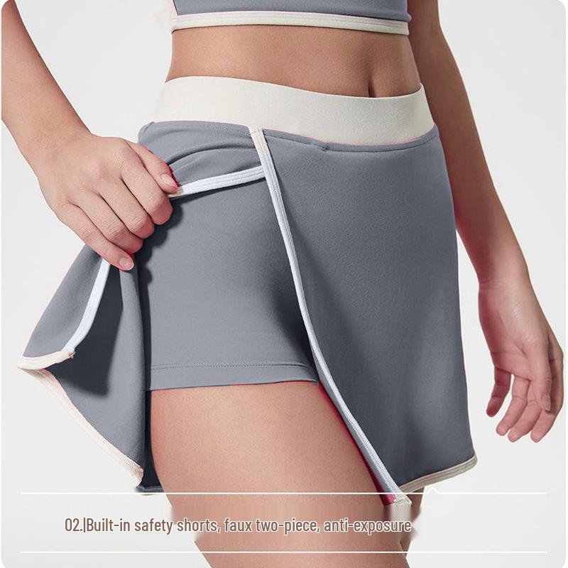 Women's Color Block High-Waisted Skirt & Camisole Set with Chest Pads, Slim Fit, Sporty, and Flattering Two-Piece Ensemble