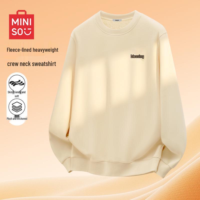 MINISO Унисекс Праздничный плюшевый с подкладкой свитшот с круглым вырезом M