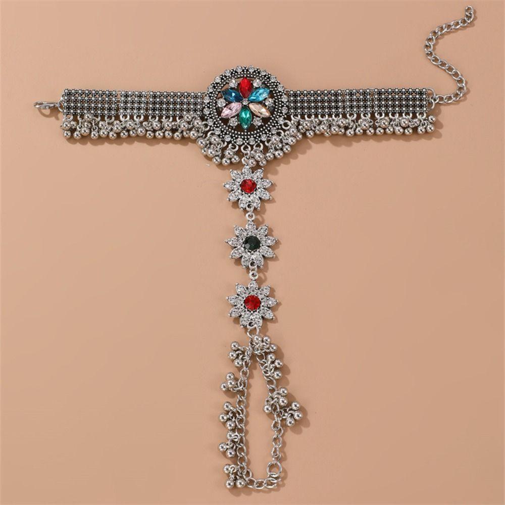 Retro Crystal Hand Chain Ring Irregular Tassels Bangle Exquisite Ethnic Style Bracelet  Couple