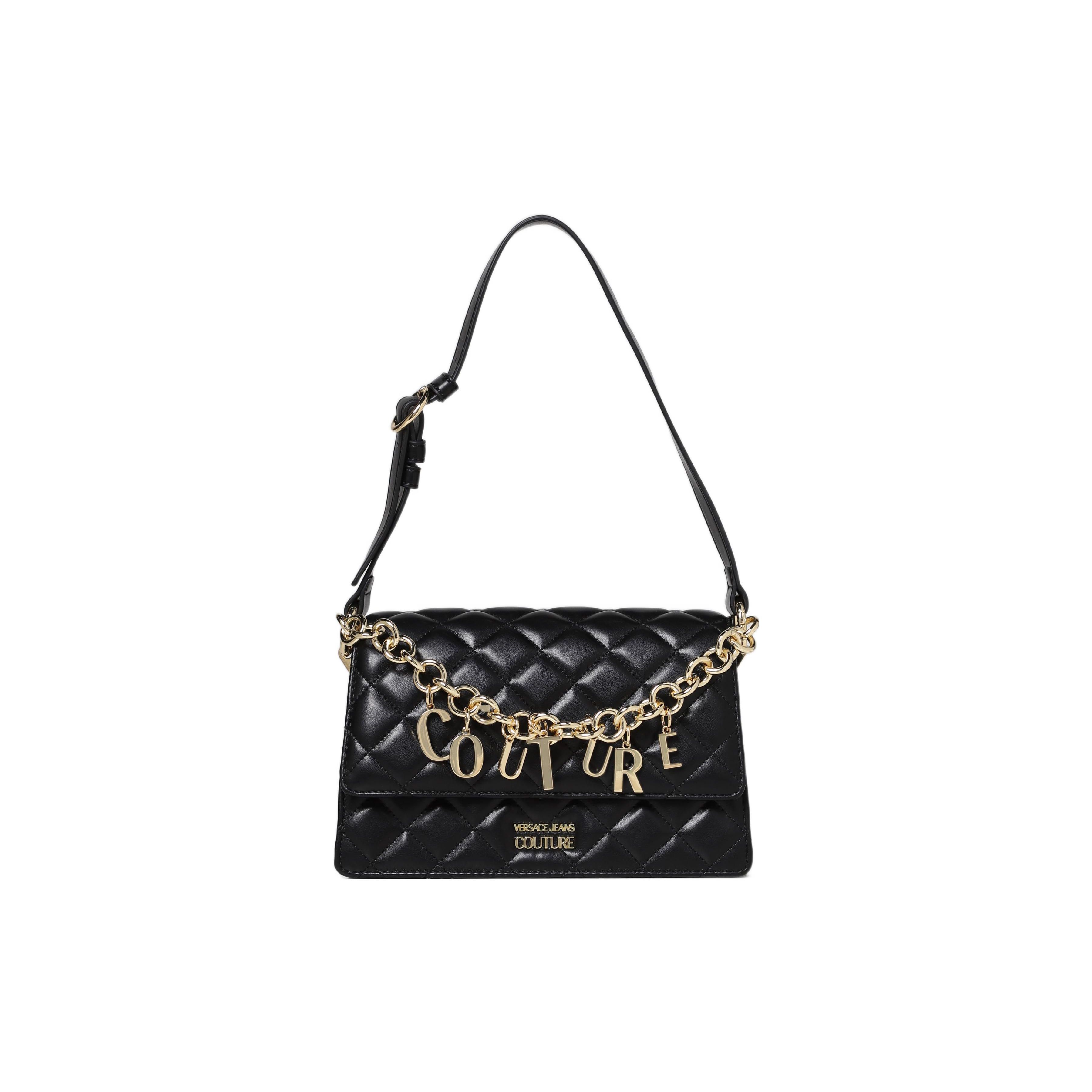 Versace Jeans Couture Vintage Quilted Chain Letter Logo Pendant Tote Shoulder Bag Women bags Black 73VA4BC4-ZS409-899 Basic Set BagDust Bag 28280₽