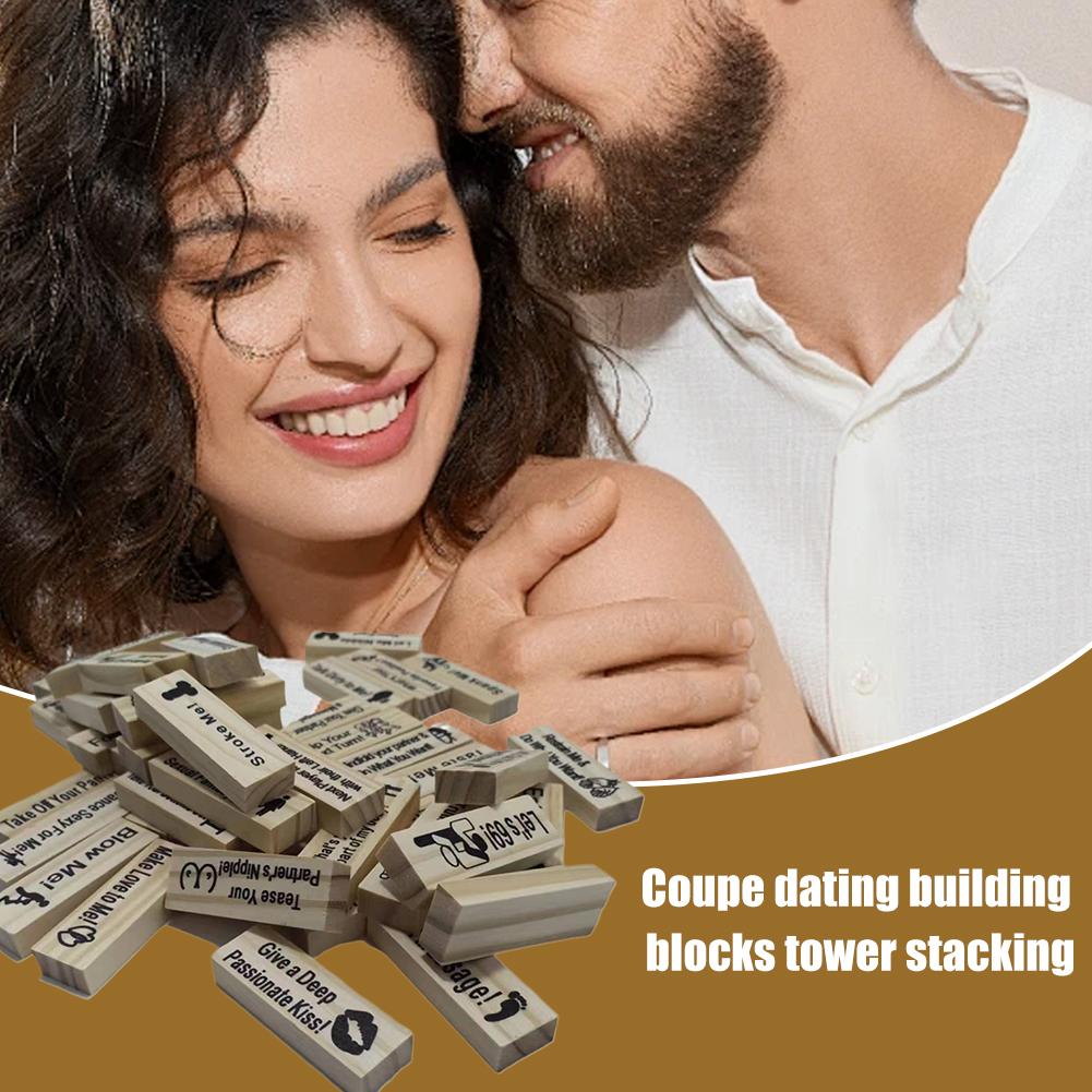 Adult Sex Block Games With 48pcs Wooden Blocks For Couples,Ideas Fun Stacking Blocks Anniversary Date Night Dice Love Tower Game