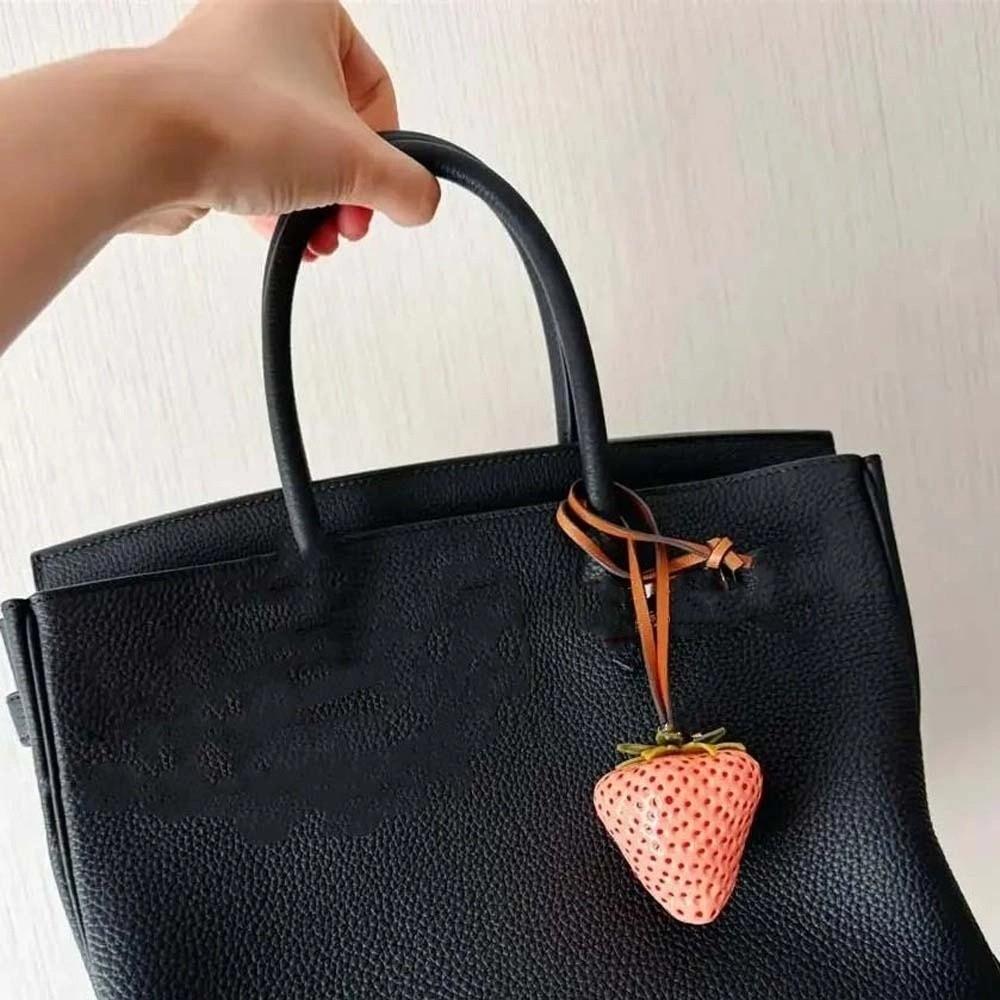 Waterproof Versatile Bag Charm 3D Red Resin Fruit Pendant Keychain Strawberry Key Ring  Friends