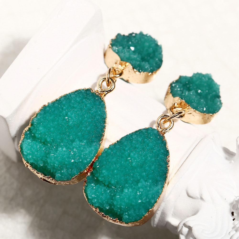 Retro cluster crystal stud earrings, candy-colored water drop earrings for women
