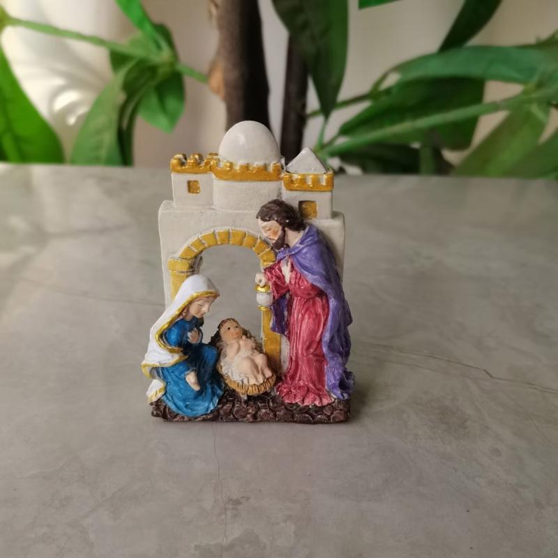Lovely Resin Ornament Holy Family Statue Ornaments Novelty Holy Family Home Decor Display Christian Gift