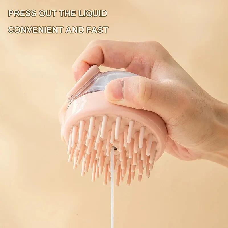 Body Scalp Massage Brush Silicone Shampoo Brush Hair Wash Comb Adding Liquid Shampoo Brush Silicon Body Scrubber Massage Brush