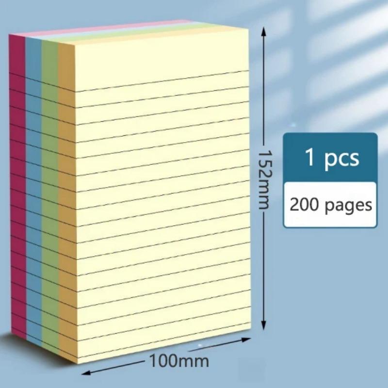100/200 Pages of Horizontal Line Sticky Notes Paper Notebooks Large Student Office Sticky Notes Notebook Notes Article Summary