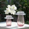 Pink Transparent Glass Vase Wave Edge Desktop Storage Tray Hydroponics Terrarium Jellyfish Vase Home Decoration Accessories