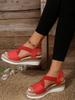 2025 Summer Foreign Trade Large Size Hemp Rope Straw Platform High Heel Open Toe Sandals Women's Slope Heel Beach Shoes