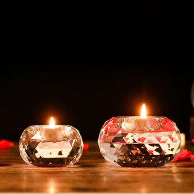 Portavelas de Cristal K9 para Velas de Té Caras Geométricas Bola de Cristal Candelabros Transparentes Cena a la Luz de las Velas Decoración Romántica