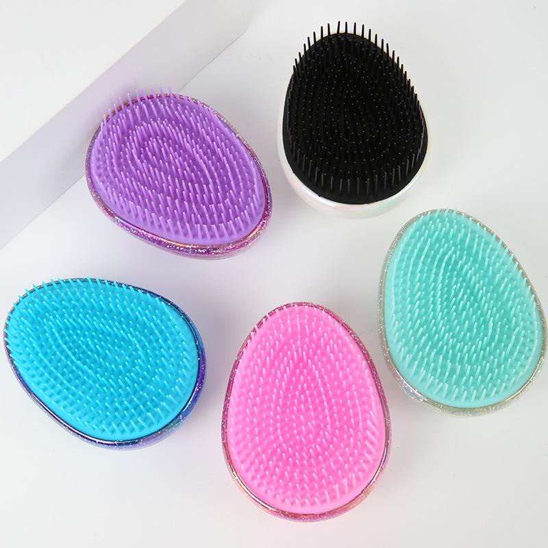 2025 Colorful Egg Comb: Portable Smooth Hair Comb for Ladies, Anti-Tangle & Massage, Ideal for Straight Hair.