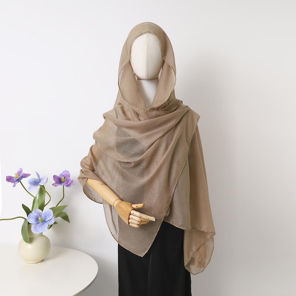 Spot Thin Solid Color Polyester Cotton Monochrome Sprinkled Gold Small Sequins Scarf Women'S Bag Headscarf Shawl Xiyin