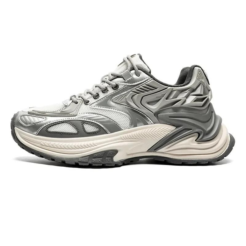 Fashion Men's Mesh Chunky Sneakers Thick Sole Sports Shoes Autumn Casual Fashion Lace Up Running Sneakers Platform Outdoor Walking Shoes