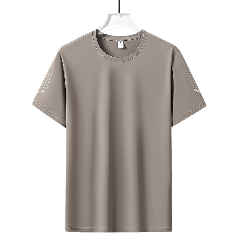 T-shirt à séchage rapide et haute élasticité T-shirt de sport à manches courtes à séchage rapide en soie glacée pour homme à col rond décontracté à manches courtes